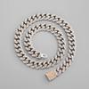 Couple Hip Hop Rhinestone Cuban Chain Necklace with Color Inlay