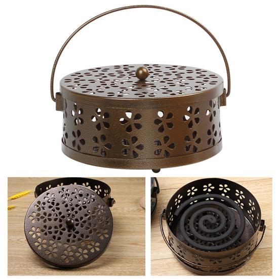 Držák na kadidlo s krytem rukojeti, přenosný, pro vnitřní i venkovní kempování, závěsný, ohnivzdorný kulatý kovový odpuzující spirálový kadidlo