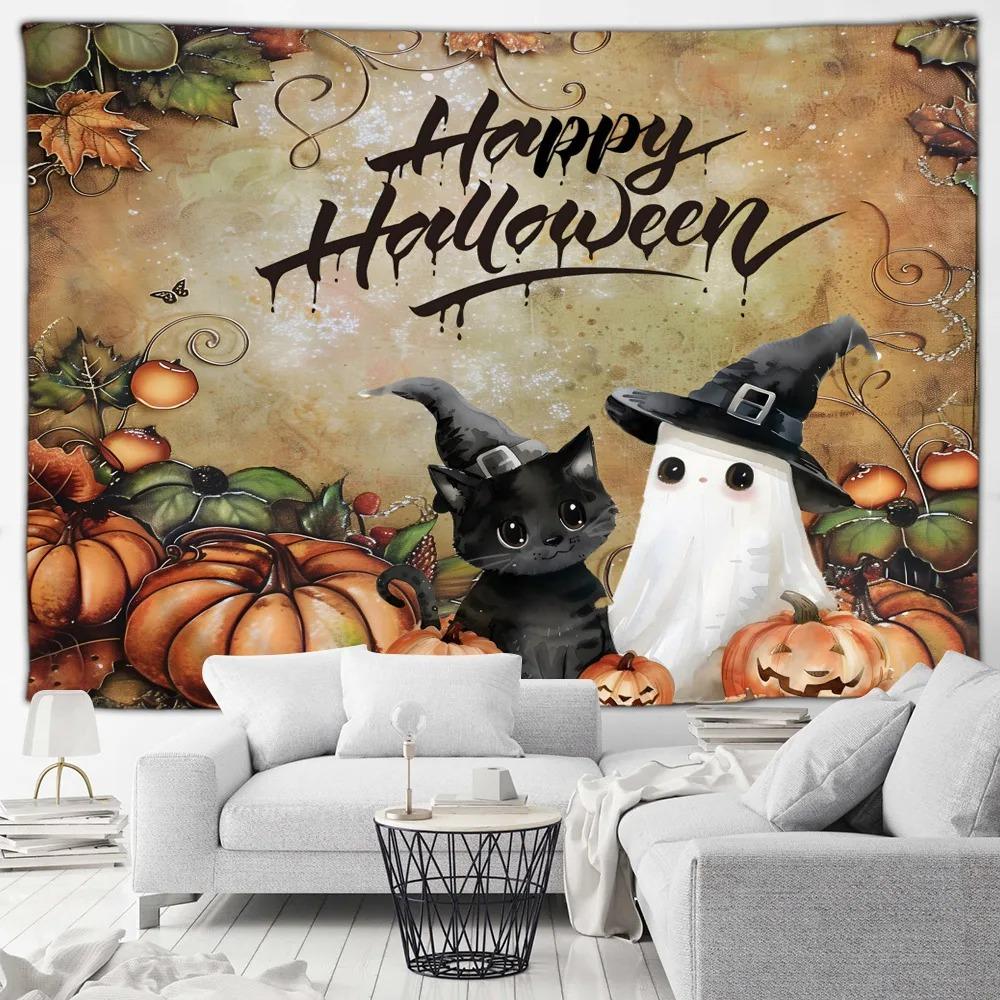 

Хэллоуин украшение для вечеринки дома гобелен веселый тыквенный фонарь замок городской пейзаж настенный декор гостиной комнаты 200x150cm