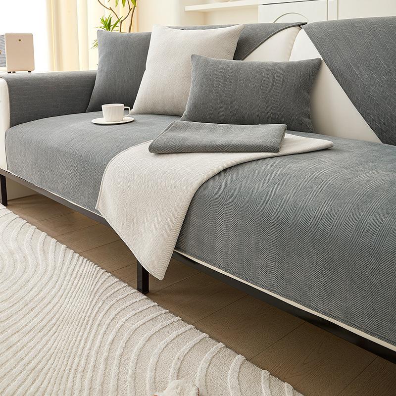 Herringbone Pattern Sofa Cushion Chenille Living Room Four Seasons Universal Modern Simple Summer Non-Slip Cushion Sofa Cover
