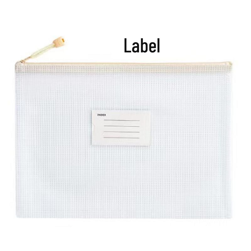 Thickened A4 Waterproof Document Bag with Zipper - Transparent Grid for Office, Test, Archives & Storage