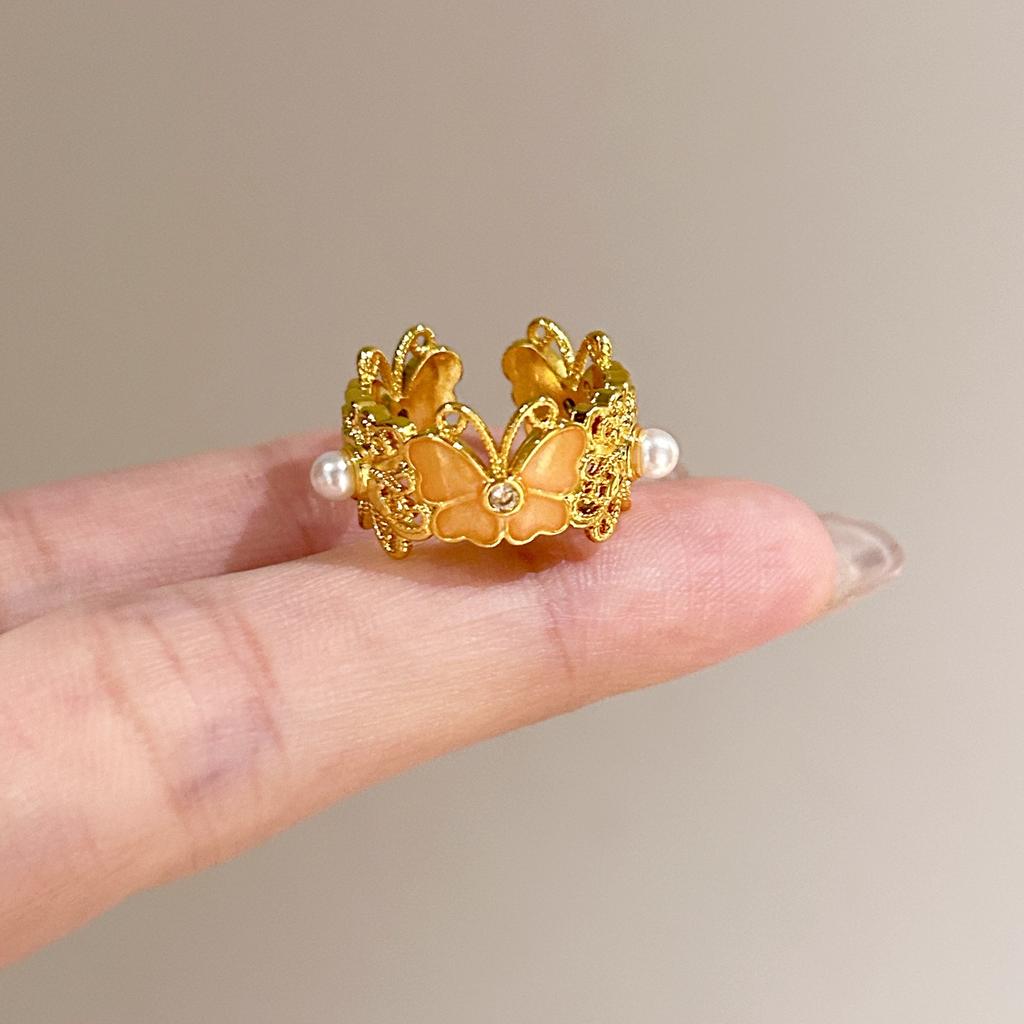 Medieval Brushed Diamond-encrusted Zircon Ring for Women Does Not Fade, Light Luxury and Versatile Open Index Finger Ring Jewelry.