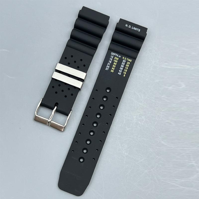 Seiko Diver ND-Compatible Black Rubber Silicone Watch Strap (20/22/24mm)