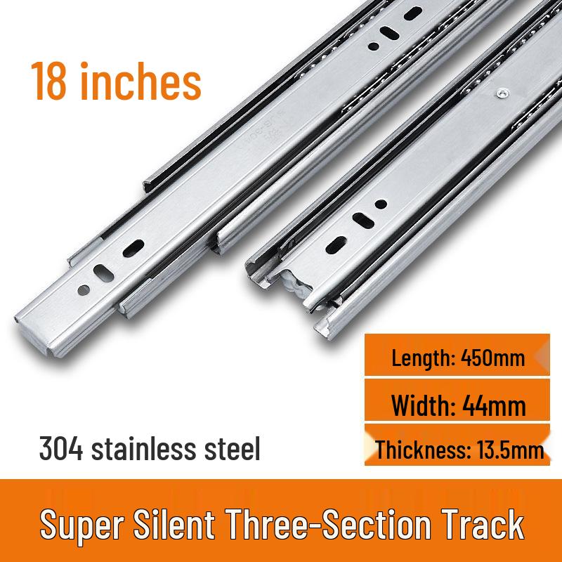 Soft-Close 304 Stainless Steel Drawer Slides - Hydraulic Silent Runners, Heavy-Duty Guide Rails
