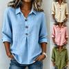 2026 New European and American Amazon Cross-border Women's Lapel Cotton and Linen Button-up Top Fashionable Loose Long-sleeved Shirt