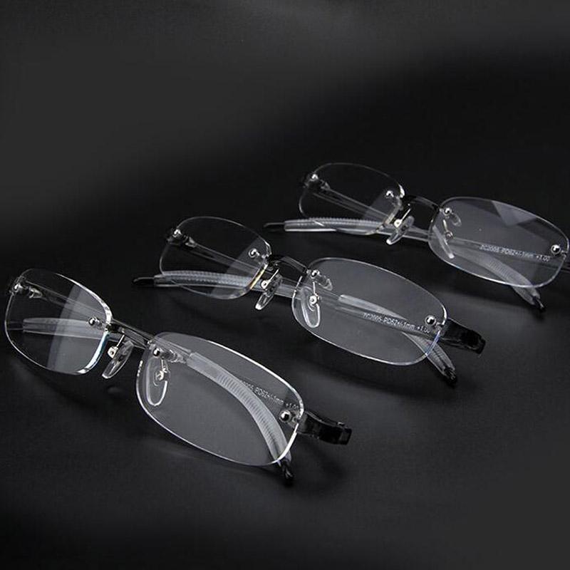 New Frameless Myopic Glasses Gray Frame Eyeglasses Men Women Rimless Super Light Frame Myopia Glasses 100 ~ 400 Degrees