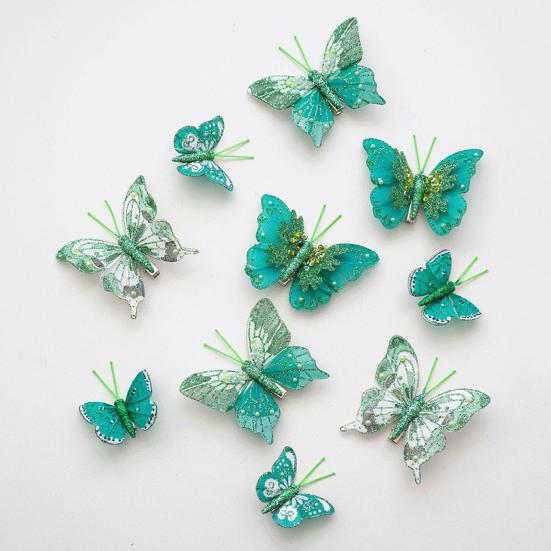 DIY Craft Butterfly Ornaments 1 Set Glitter Christmas Ornament, Double Layer Sequins Glittery Tree Decorations Hanging Decor for Tree, Festive Holiday