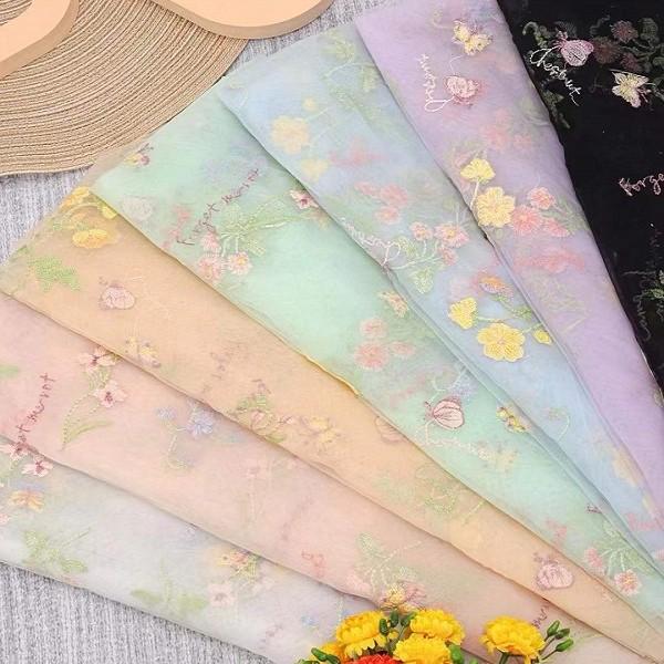 European Embroidered Multi-Color Floral Tulle Wedding Dress