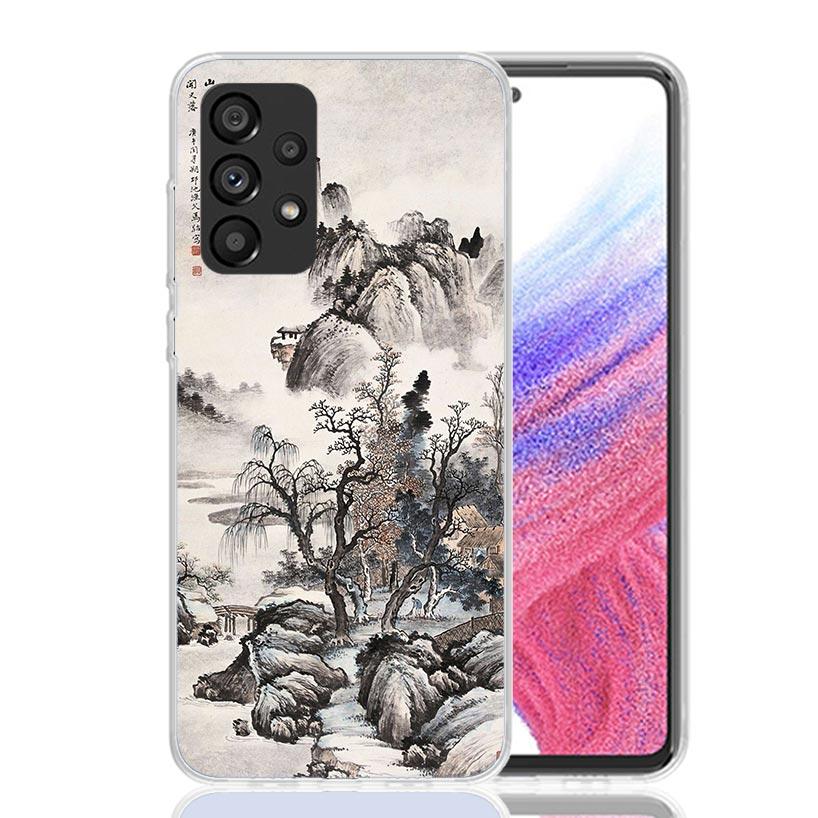Chinese Style ink Painting Art Phone Case For Samsung Galaxy A52 A32 A22 A12 A02S A50S A30S A51 A31 AA71 Note 20 Ultra 10 S10 Pl