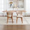 Modern Mid-Century Style Dining Chair Set of 2, Solid Wood Legs Fabric Padded Seat for Kitchen, Dining Room or Office (Khaki-colored Linen Fabric)