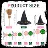 44pcs Witch Cake Toppers Set, Witch Hat & Broom Cupcake Decorations, Green Pink Balloons for Halloween Birthday Cake Decor