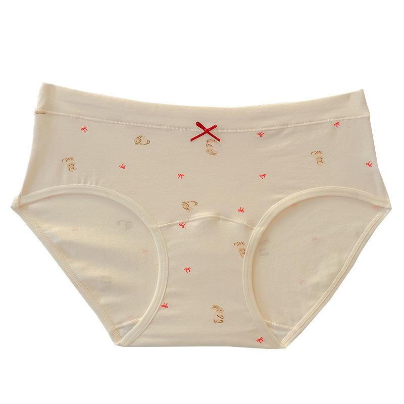 Plus-size Women Spring and Summer Pure Cotton 10A Antibacterial Extended Crotch Waist Triangle Briefs