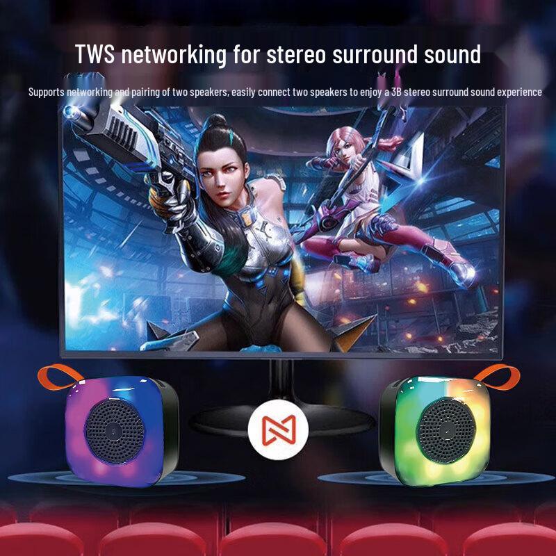 X16 Compact Bluetooth Speaker with Seven-Color Light and Card Slot for Outdoors