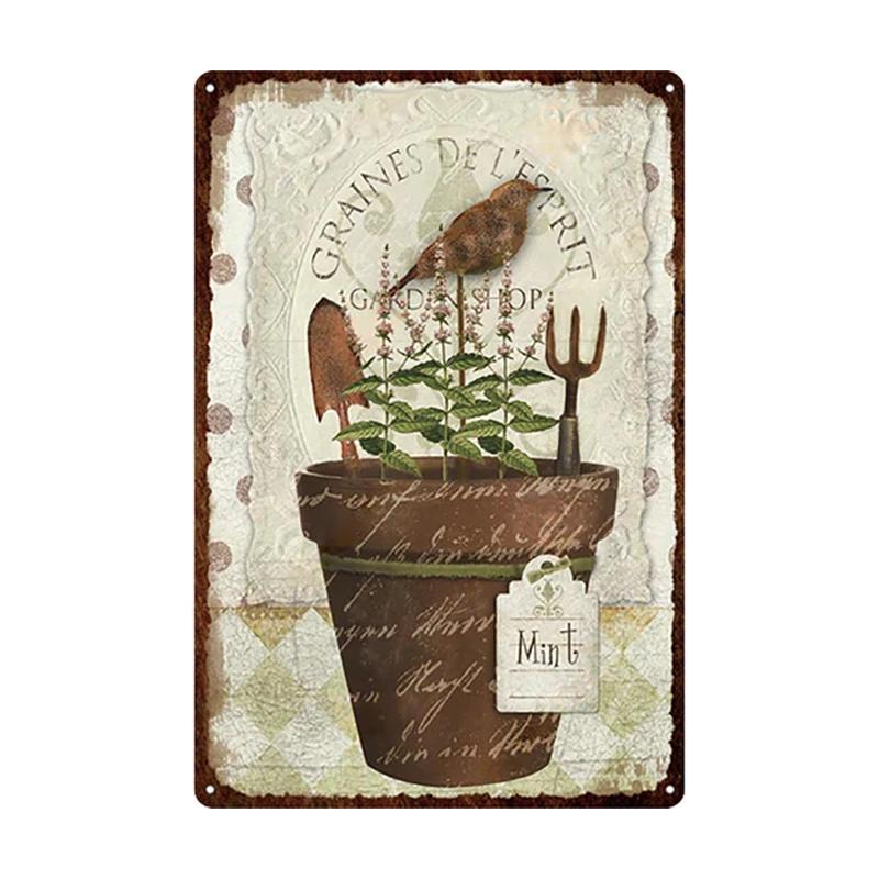 Flowers Metal Tin Sign Retro Plates Rose Peony Lavender Art Plaque Vintage Poster Garden Room Home Wall Decor Gift