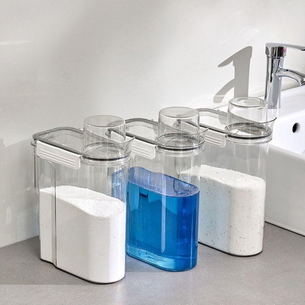 Transparent Laundry Detergent Dispenser 3L Laundry Detergent Can Storage Box Kitchen