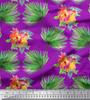 Soimoi Red Poly Crepe Fabric Leaves & Floral Decor Fabric Printed By the Metre 42 Inch
