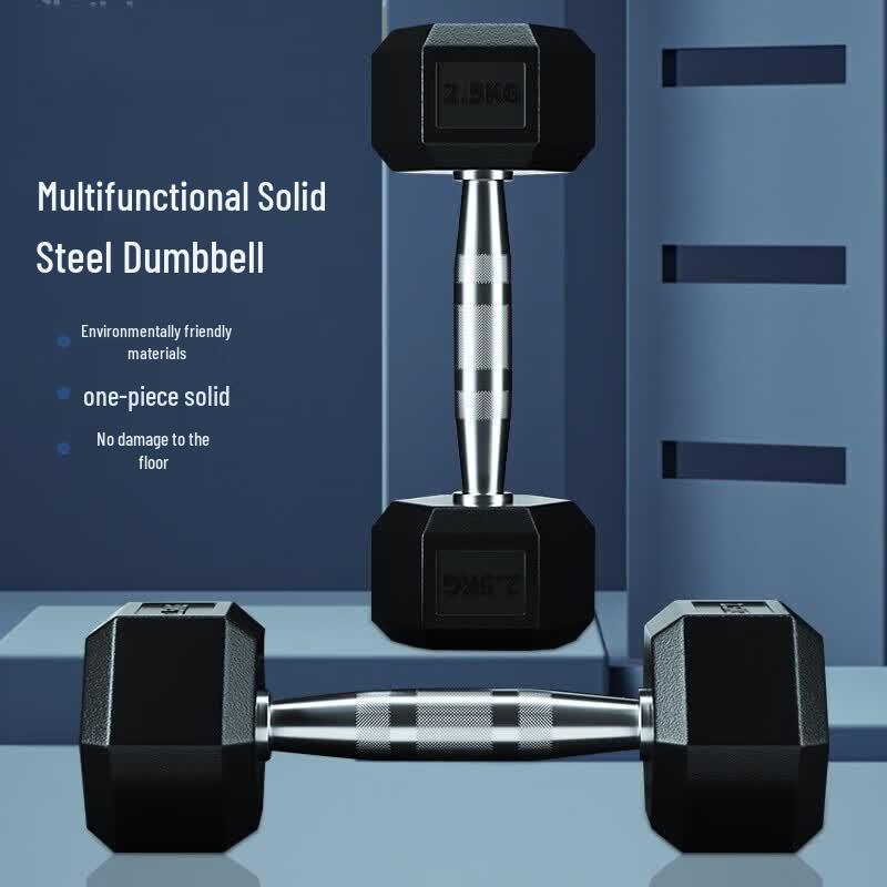 Eco-Friendly Rubber-Coated Hexagonal Dumbbells