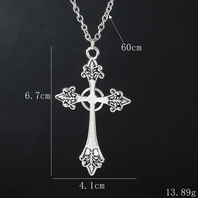European and American temperament cold wind pattern cross necklace simple retro rhombus necklace cross pendant necklace