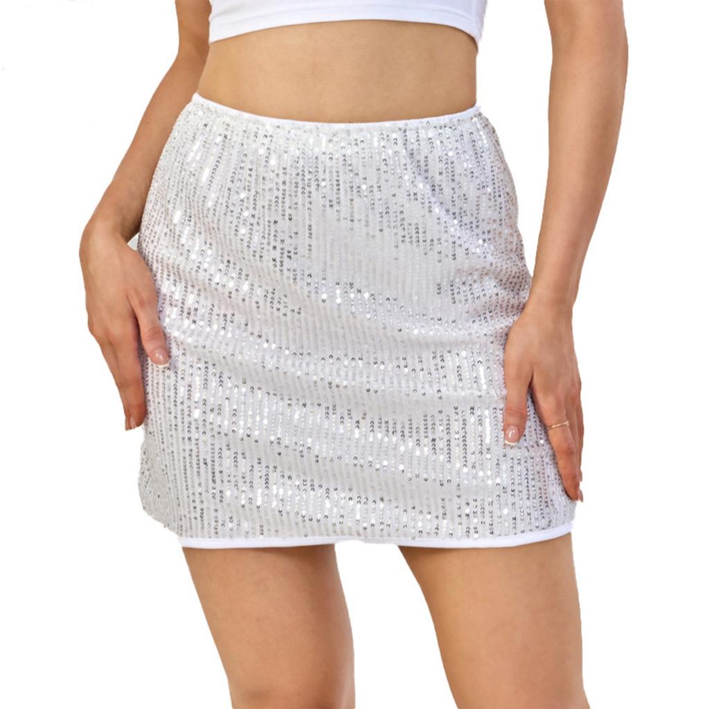 Damen Pailletten Bodycon Rock, Sexy High-Waist Midi-Rock für Nachtclubs, Partys und Bühnenauftritte.