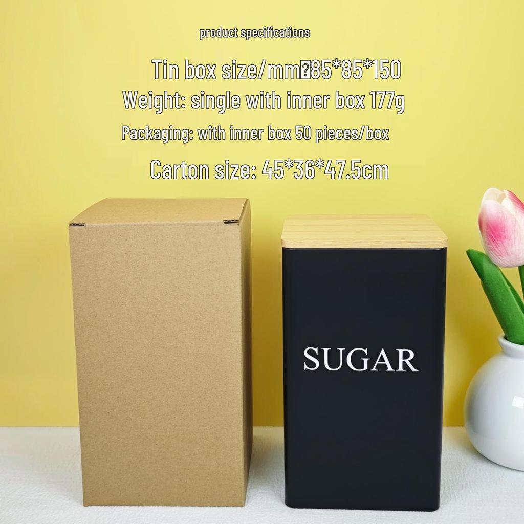 Elegant Bamboo & Wood Lid Tea Caddy, Tinplate Storage Box, Moisture-Proof Sealed Jar for Coffee Beans & Candy.