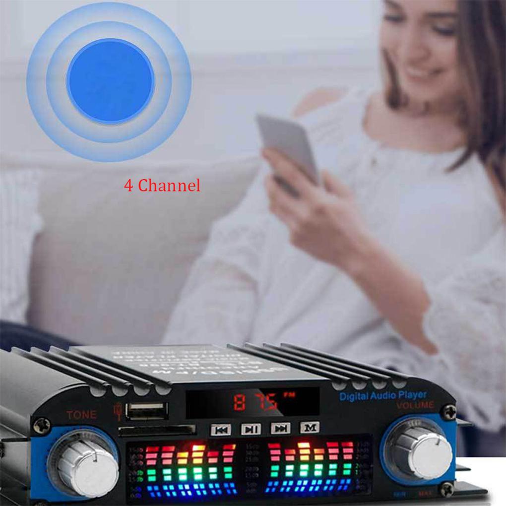 HiFi zesilovač zvuku Digitální 4kanálový zesilovač zvuku Bluetooth Karaoke přehrávač Podpora rádia FM Dálkové ovládání
