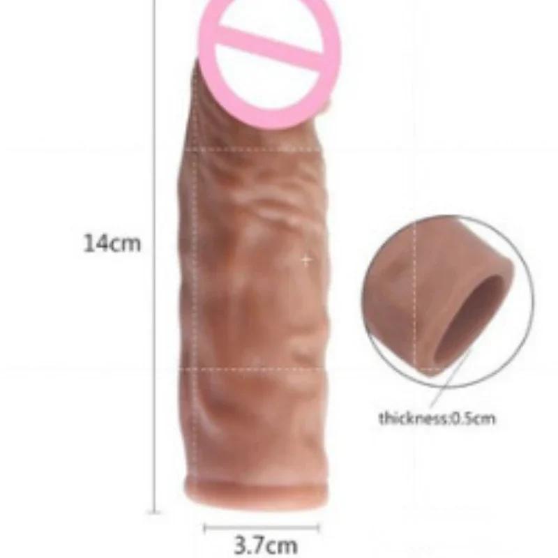 Realistic Penis Extension Cock Sleeve Reusable Silicone Penis Enlarger Delay Condoms For Men Dildo Enhancer Sex Toys