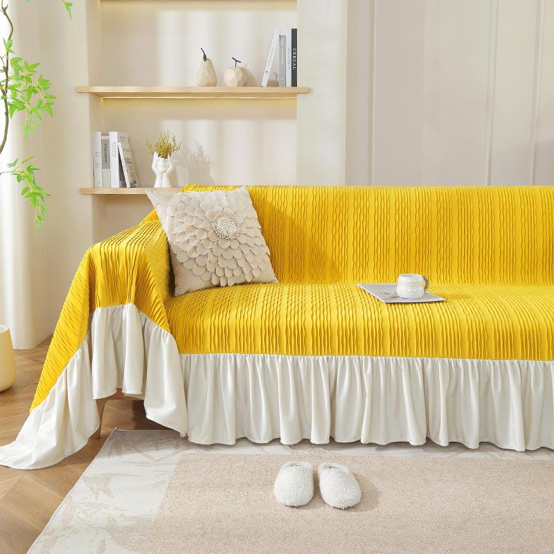 

Чехол для дивана Cream Wind Premium Feel Anti Cat Scratch Dutch Velvet Чехол для дивана Four Seasons Full Cover Покрывало для дивана Полотенце для дивана 130*180cm жёлтый
