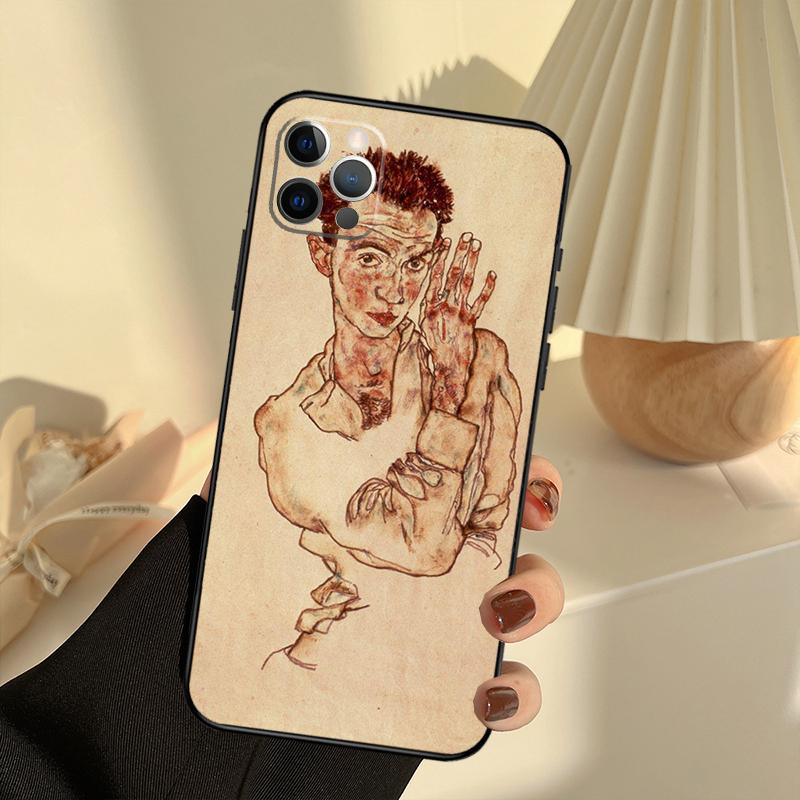 Egon Schiele Case For iPhone 11 12 13 14 15 16 Pro Max Cover For iPhone 13 12 Mini XR X XS Max Plus