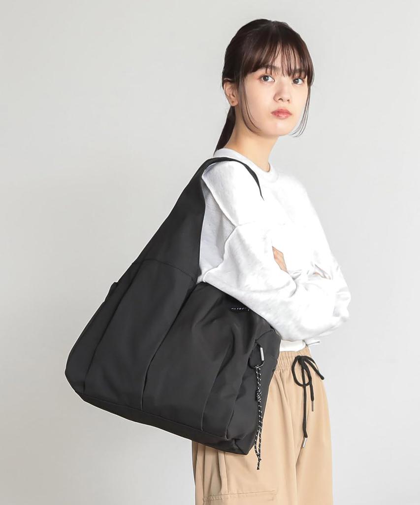 Altros Black Tote Bag for Women, Big, Large Capacity, A4 Size, Nylon, with Gusset, Large, Mommy Bag, Stylish, Cute, Perfect for Camping, Outdoor