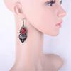 Halloween Vintage Gothic Vampire Red Rose Flower Lace Drop Dangle Hook Earrings