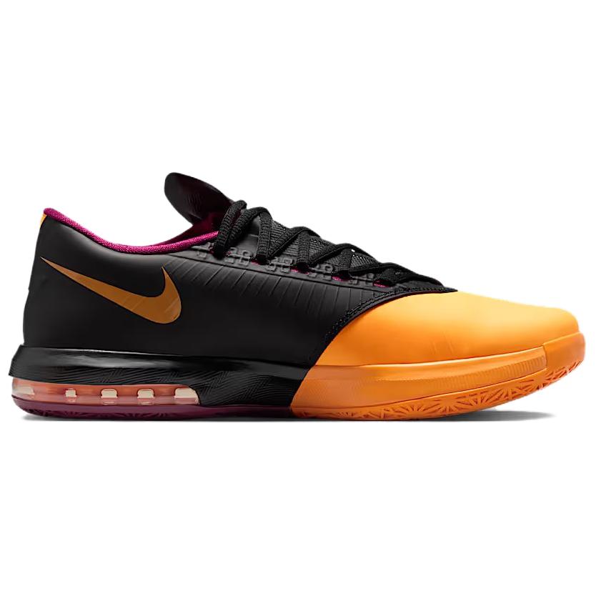 Nike KD 6 Slip Resistant Abrasion Resistant Low Top Basketball Shoes Unisex Yellow Black IB6903-800