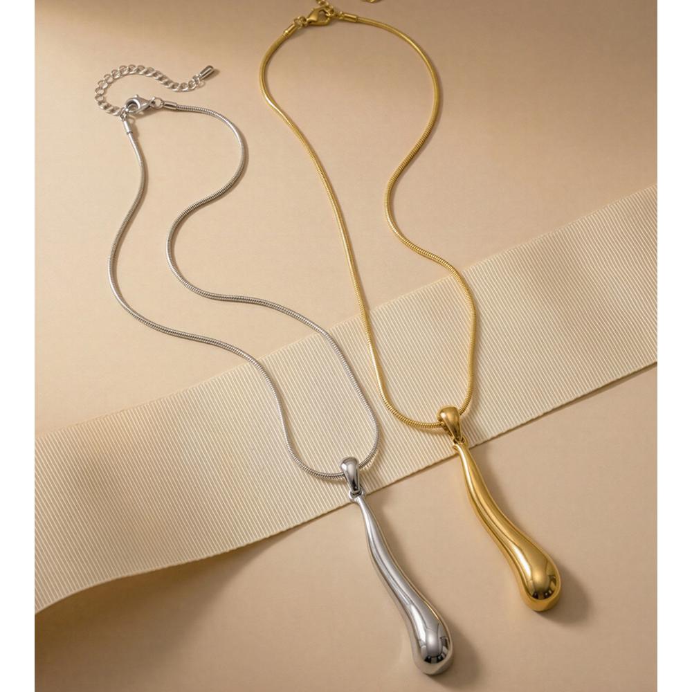 Yhpup Stainless Steel Golden Platinum Color Pendant Necklace Distinctive Fashion Daily Modern Metal Jewelry Water Resistant