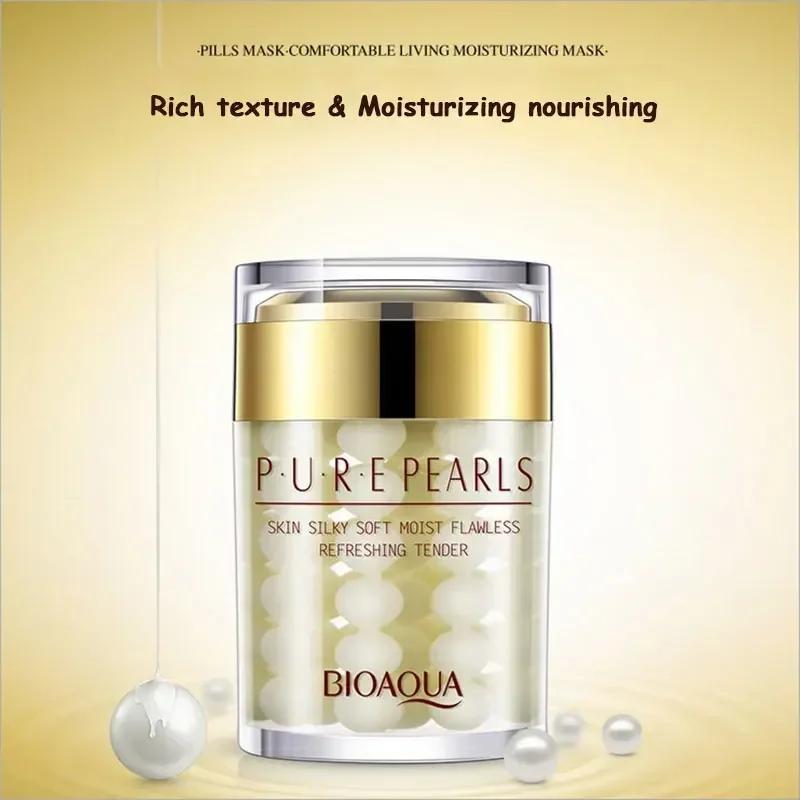 BIOAQUA Masque de Nuit Hydratant Perle Naturelle Soin du Visage Hydratant Contrôle du Sébum Masque Facial Nuit Crème de Soin pour la Peau
