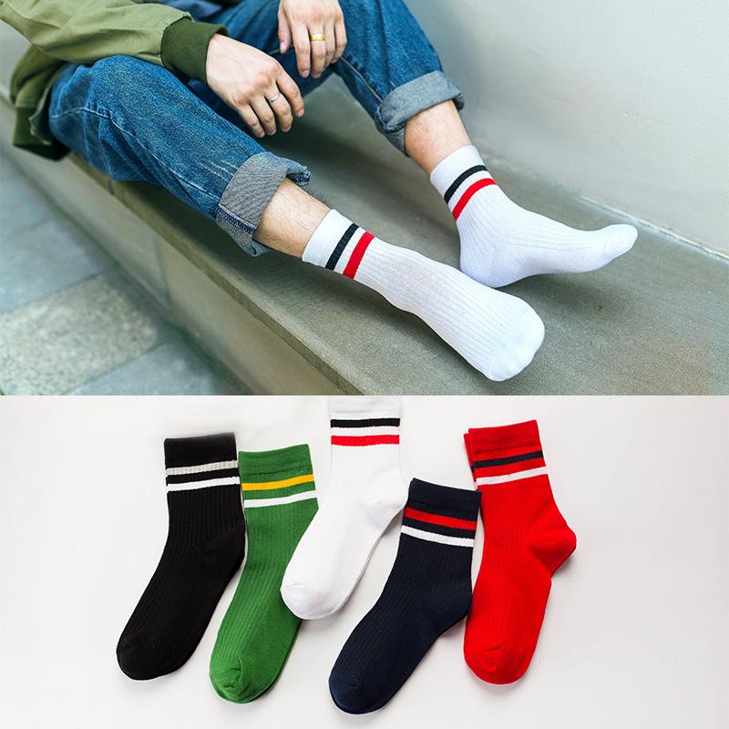 DOIAESKV Bomull Herrstrumpor Mode Nya Casual Andningsbara Aktiva Strumpor Hög Kvalitet Herr Enfärgade Långa Strumpor EU 39-44
