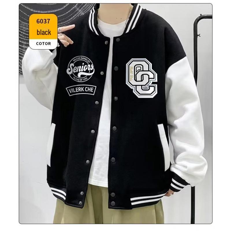 Men's Color-Block Print Baseball Jacket for Students