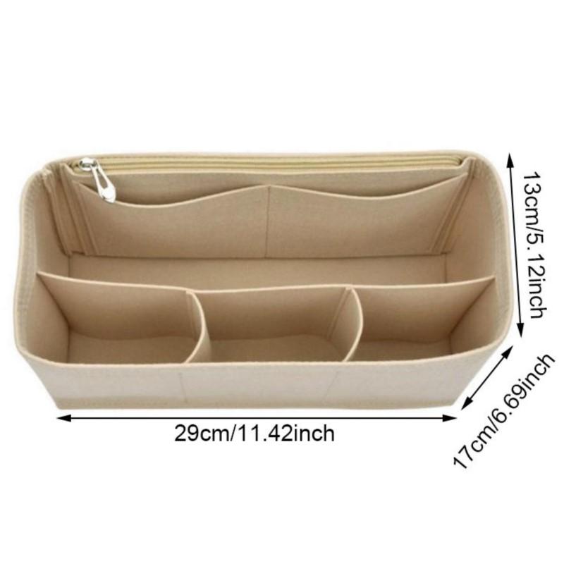 Multifunktionell Filt Handväska Organiser Insats Foder Plånbok Tote Väska Intern Förvaringsficka för Kosmetika Tillbehör Organisering