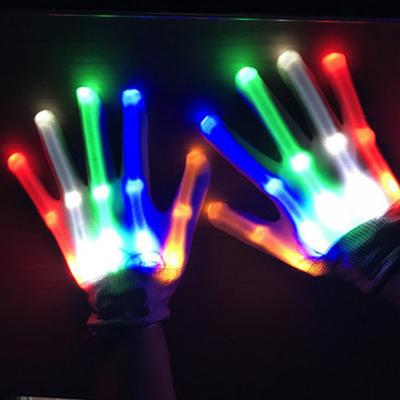 Rękawice LED Rave 7 Kolorów Podświetlane Rękawice na Palce dla Dzieci Nastolatków Dorosłych Świecące Rękawice na Pokazy Imprezy Halloween