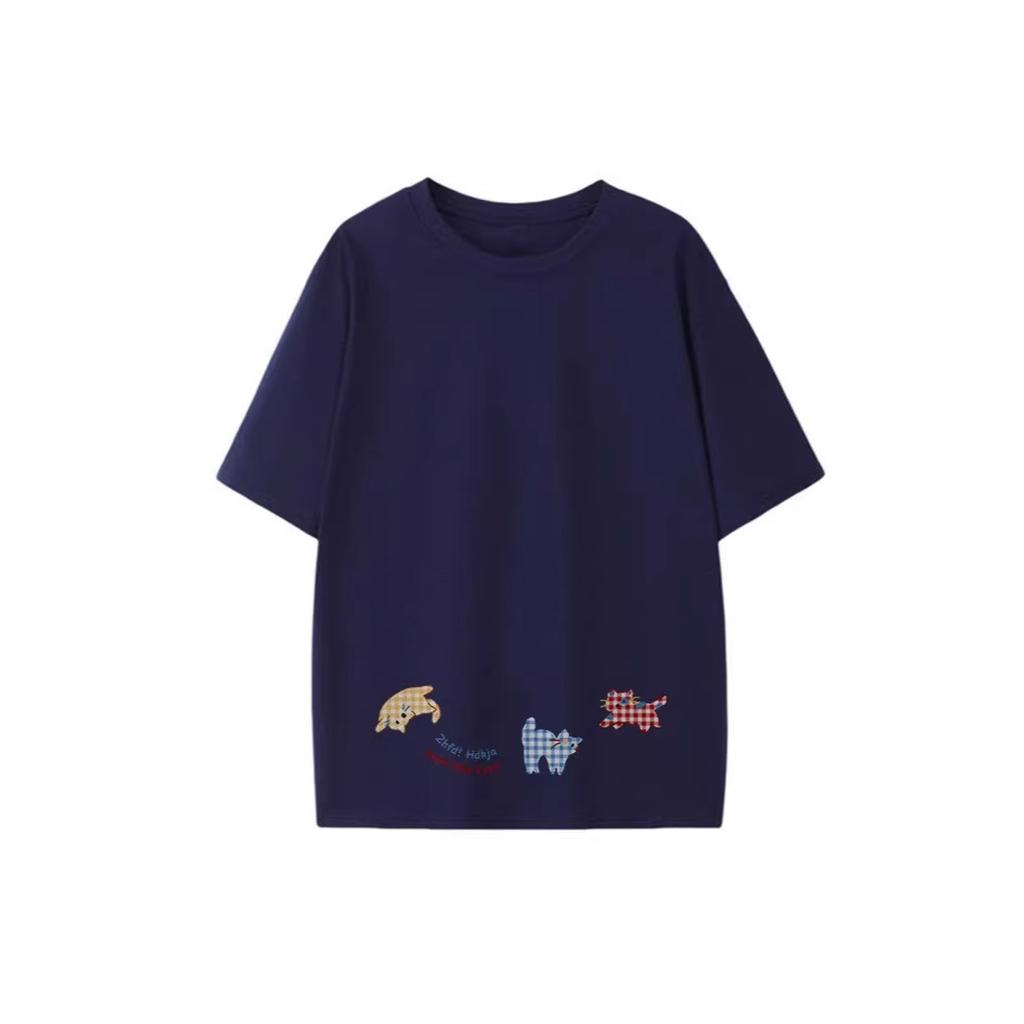 Summer Short-sleeved T-shirt Women's New Pure Cotton Design Sense Niche American Retro Loose Cartoon Half-sleeved Top