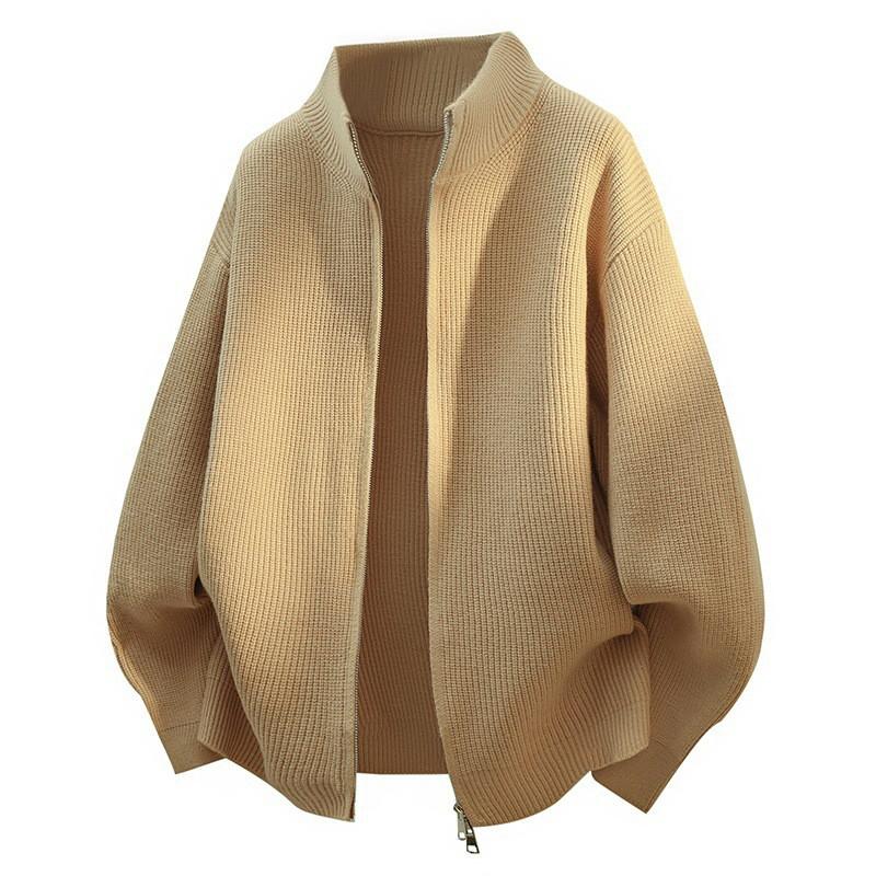 Mens Loose Fit Half Turtleneck Knit Cardigan Sweater Casual Streetwear Winter Basic Solid Color