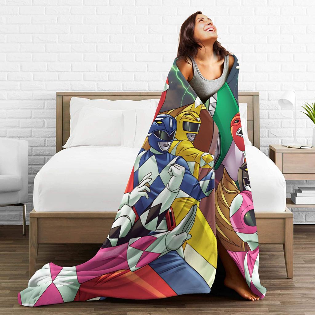M-Mighty Morphin Flannel Blankets  Cartoon P-Power Rangers Soft Warm Throw Blanket for Couch Bed Bedspread Sofa Bed Cover