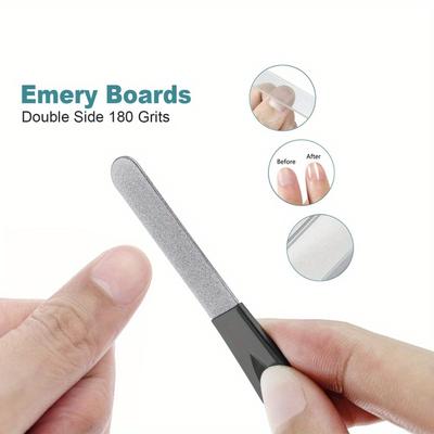 Stainless Steel Nail File, Double-Sided Diamond Burr, Fine Grit 180, Professional Manicure Tool, with Alcohol-Free for Shaping & Smoothing