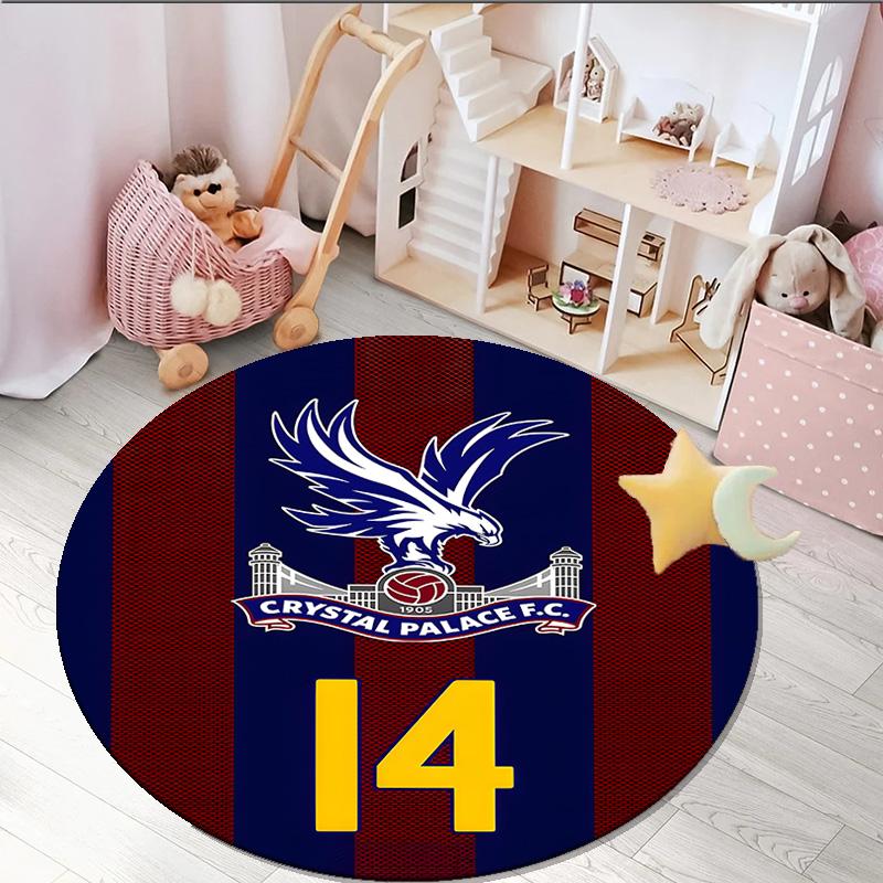 1PC round rug Crystal Fc Crest Printed Round Area Rug ,Rug For Home Office, Round Chair Rug, Decorative Carpet Fan gifts Christmas gift