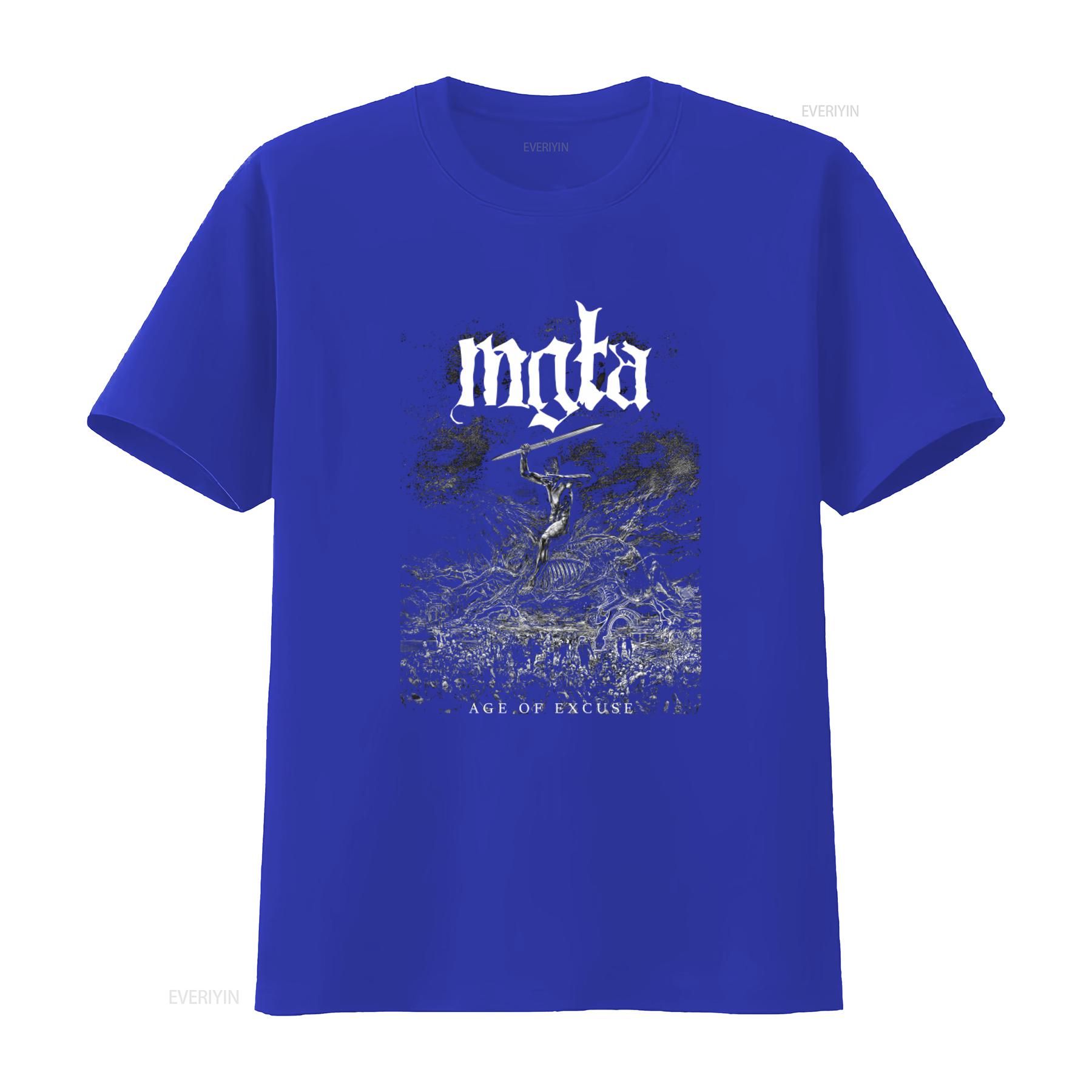 Mgla Age Of Excuse Print T Shirt Black Heavy Metal Band Inspired Design vintage Washed fashion Slightly Soft Stretched S
