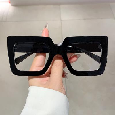 Two-Color Transparent Square Frame Glasses Blue Light Blocking Computer Glasses Ladies Clear Lens Optical Spectacle Eyeglasses