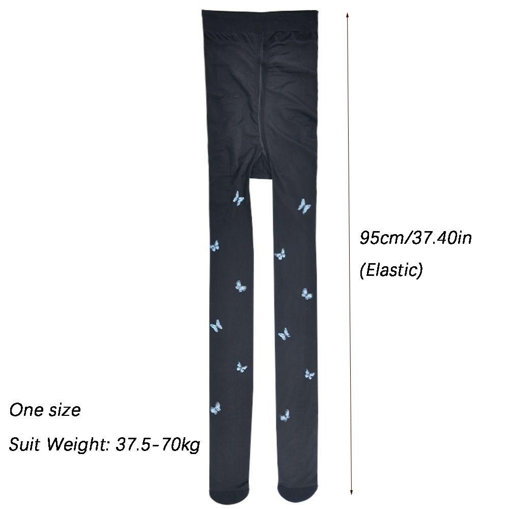 Sexy Butterfly Printed 8D Smooth Glossy Socks Shiny Soft Horse Oil Socks High Waist Sexy Tights Party