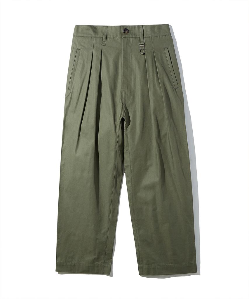DTHIRTYONE Cotton Chino Pleated Pants (Olive)