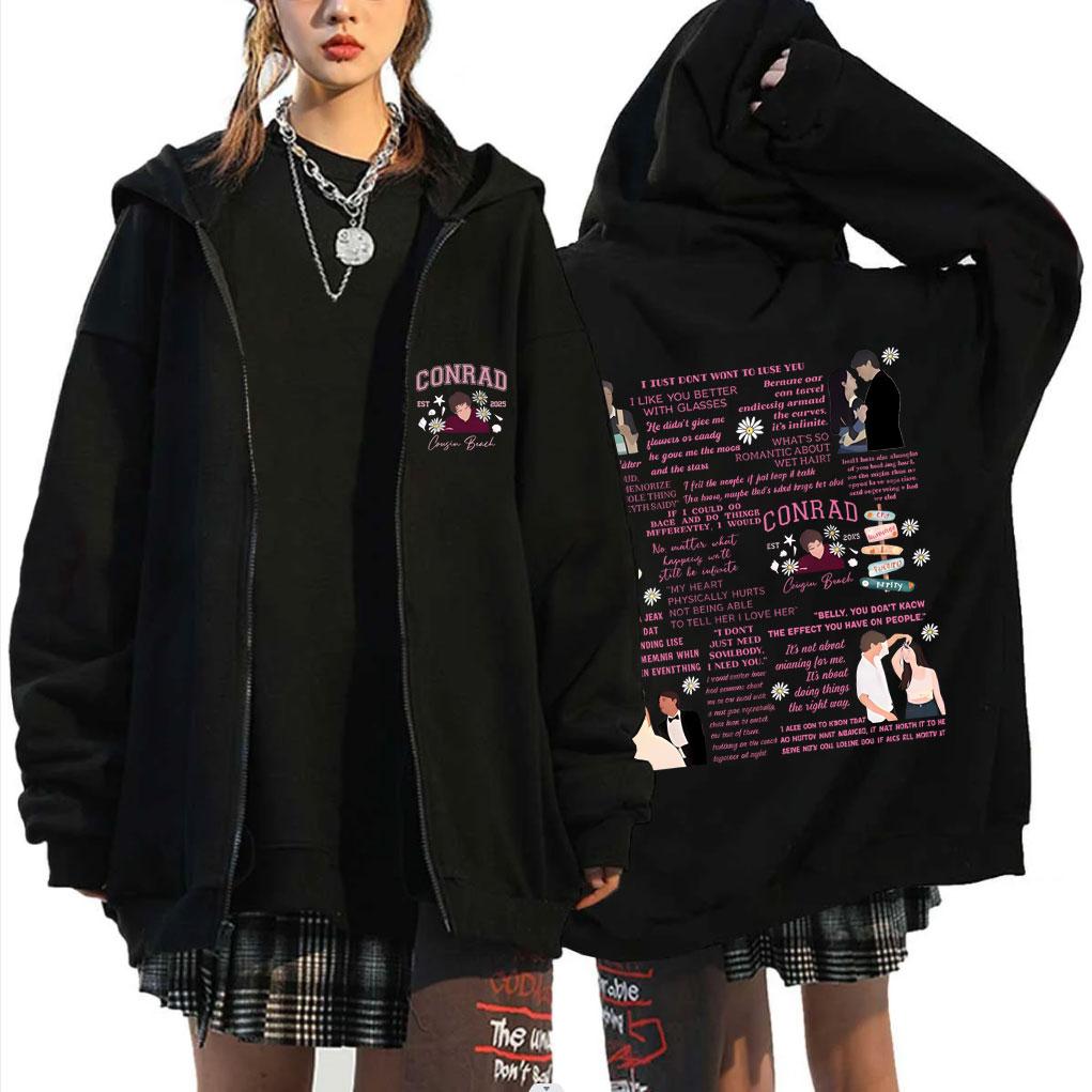 TV Play The Summer I Turned Pretty Conrad Cousins Beach Graphic Zipper Hoodie Men Women Casual Vintage Oversized Zip Up Jacket