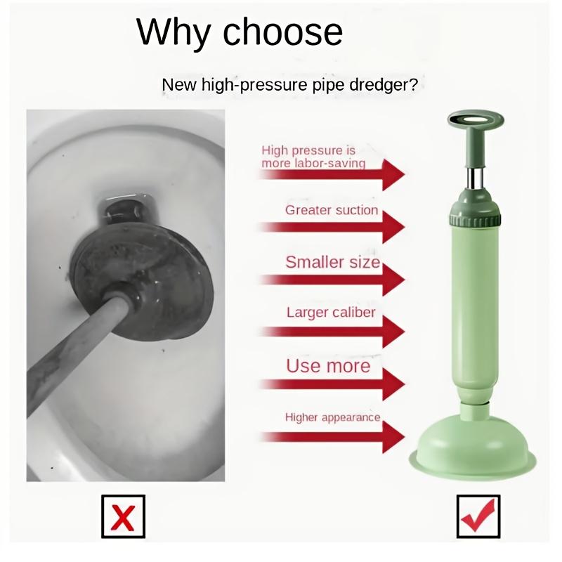 Flexible High-pressure Toilet Plunger, Manual Non-rechargeable Drain Pipe Clog Remover, Durable Plastic Pipe Dredging Equipment
