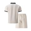 Men's Spring Jacquard Lapel Polo Shirt & Color Block Short Pants Set - Mature Casual Style