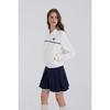 Goxo Metal Heart Pleats Skirt Navy